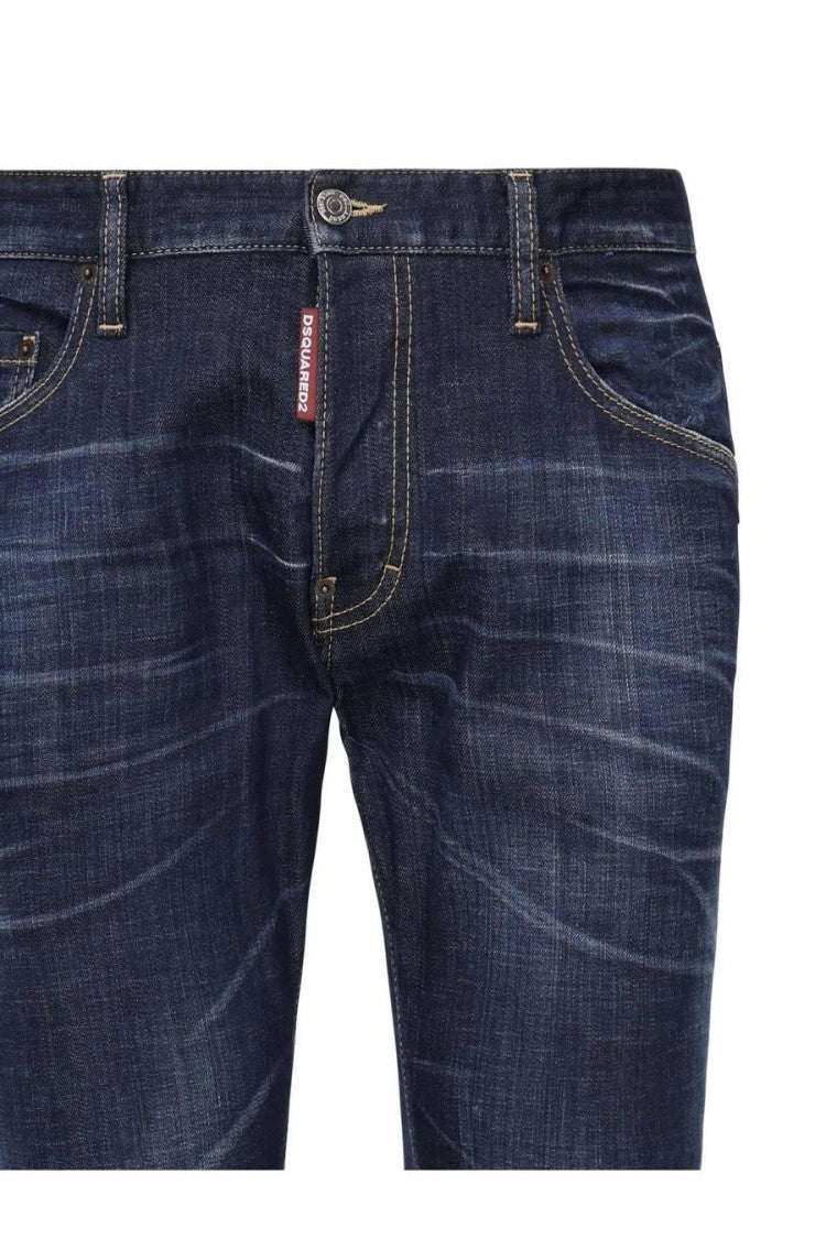 Dsquared2 Blue Cotton-Elastane Dark Rinse Skater Jeans