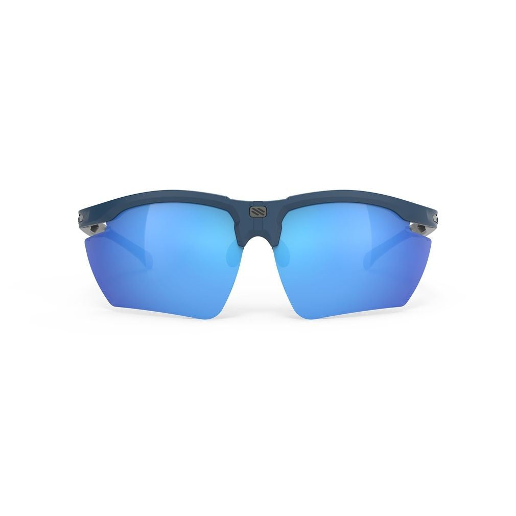 Rudy Project Blue Magnus Mirrored Semi-Rimless Sunglasses