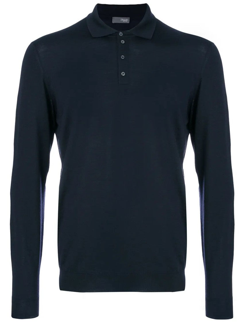 Drumohr Timeless Black Long Sleeve Polo