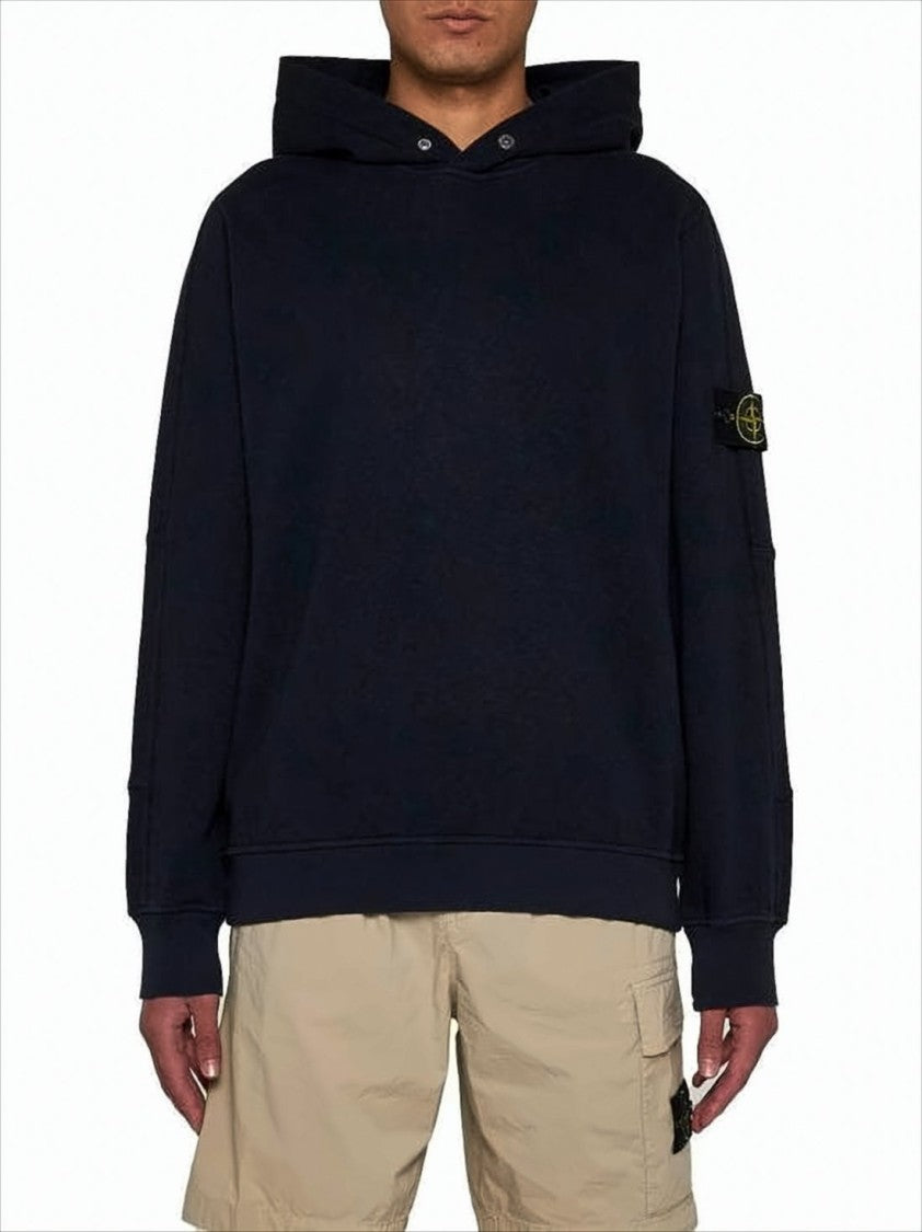 Stone Island Black Hoodie With Distinctive Patch Logo