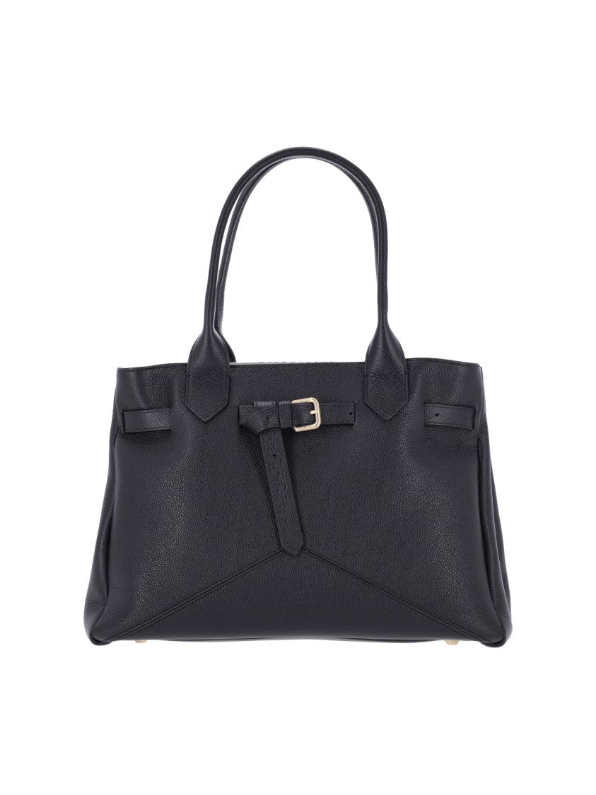 Ballantyne Structured Black Calf Leather Tote