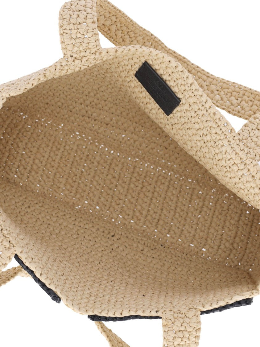 Valentino Garavani Woven Beige Tote Bag With Prominent Vlogo Signature