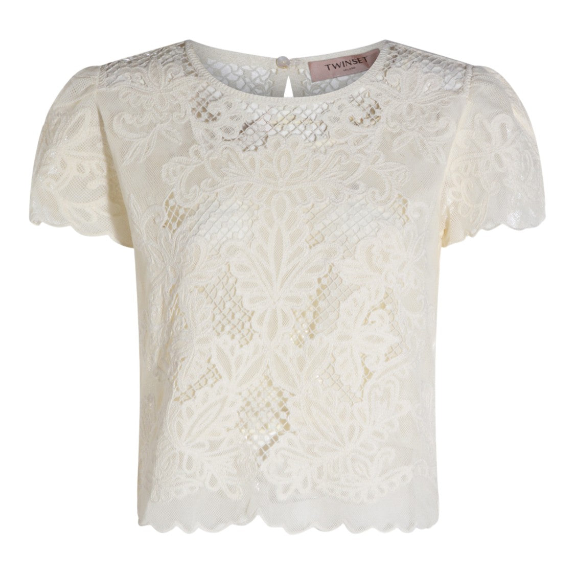 Twin-Set Short-Sleeved Top With Lace Detailing