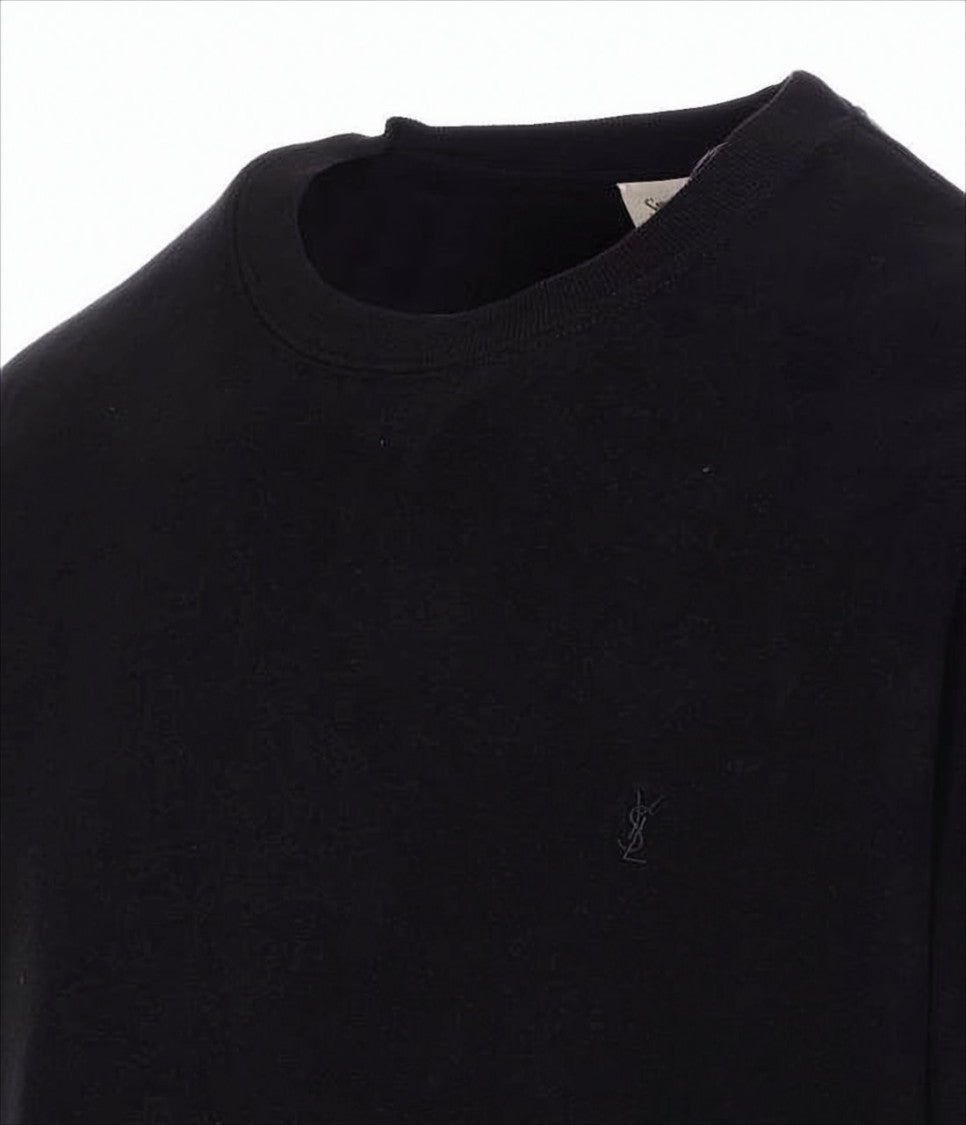 Saint Laurent Long Sleeve Crew Neck Shirt With Embroidered Logo
