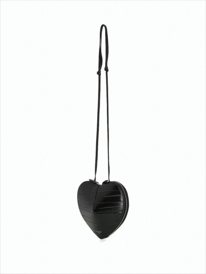 Alaïa Heart-Shaped Glossy Leather Shoulder Bag With Quilted Pattern