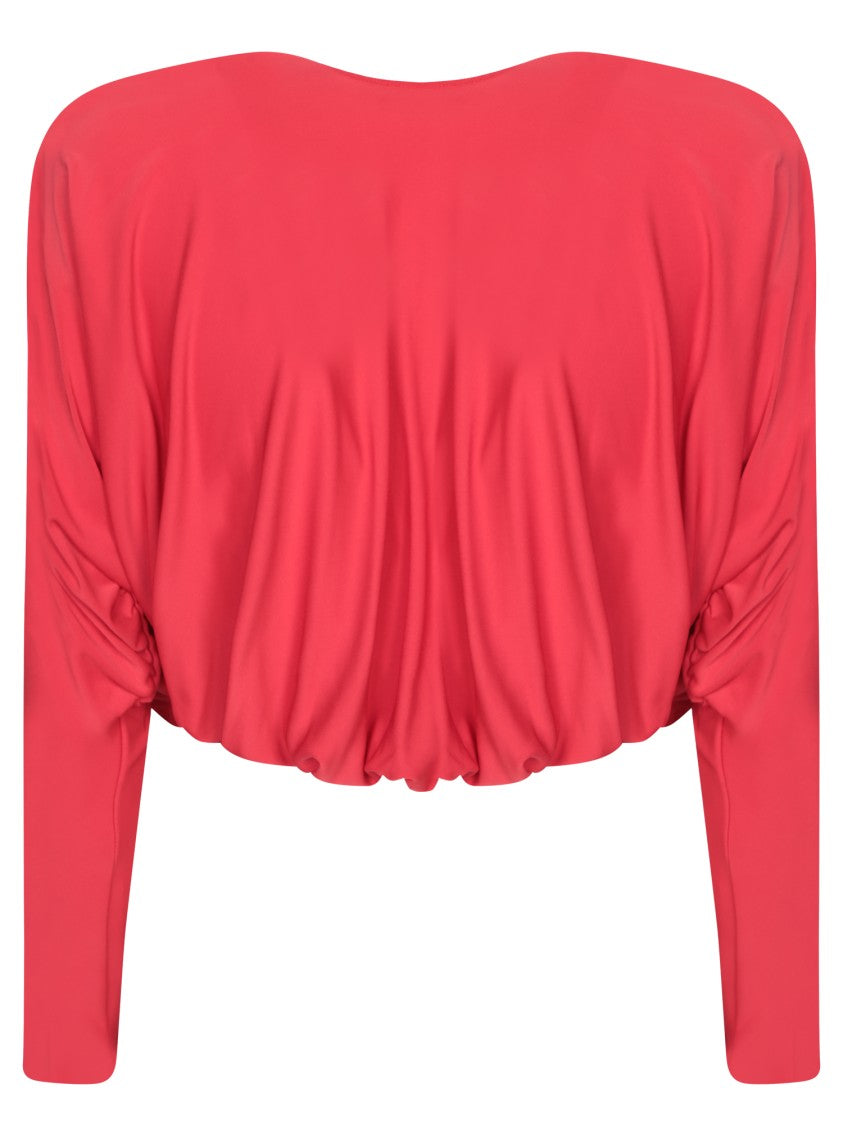 Alice + Olivia Red Cropped Blouse