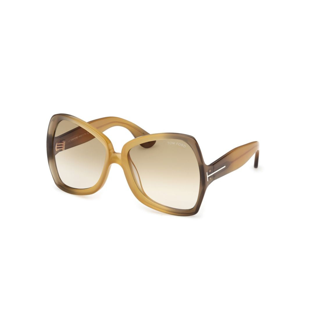 Tom Ford Ft1222 Gradient Brown Acetate Oversized Square Sunglasses