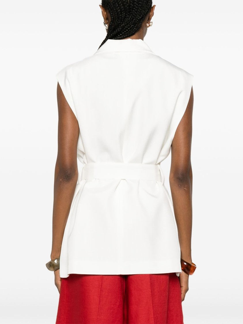 Parosh Structured Sleeveless Notched Lapel Jacket
