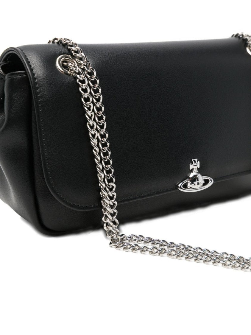 Vivienne Westwood Rectangular Black Shoulder Bag With Metallic Emblem