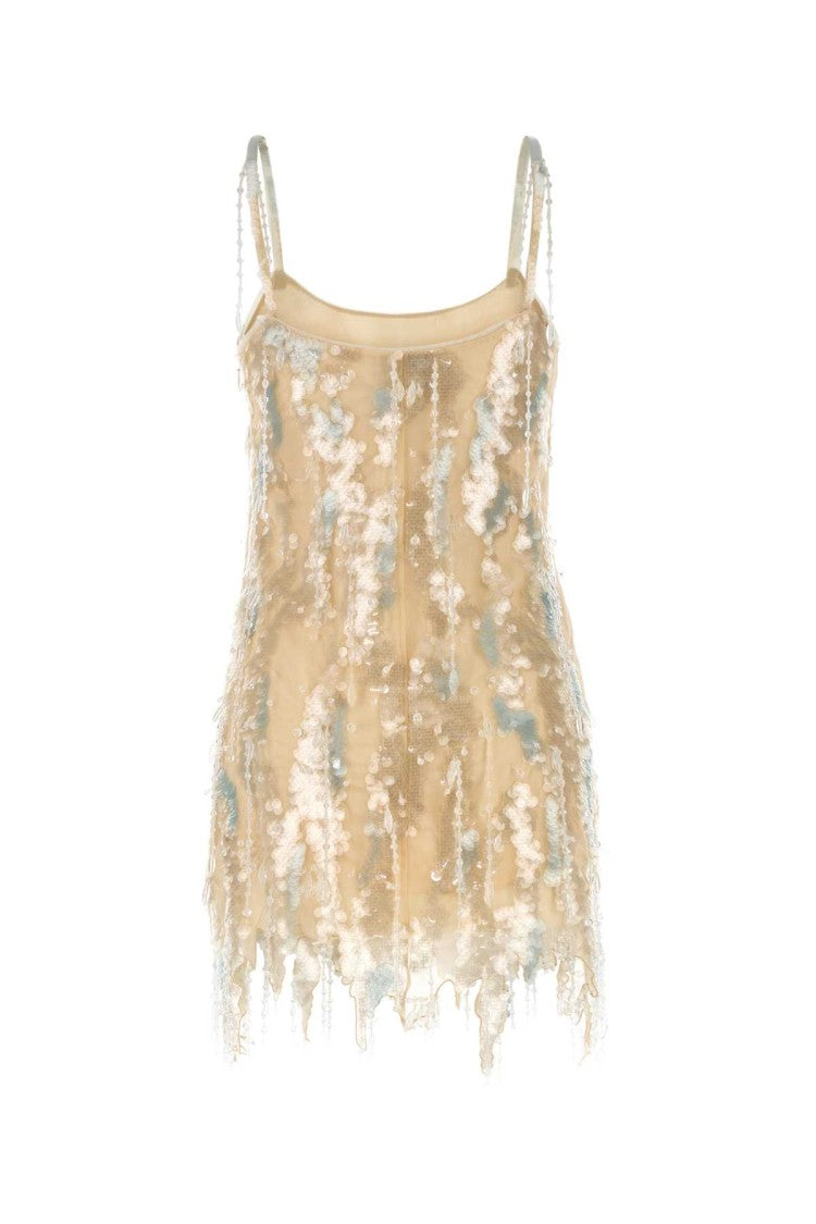 Blumarine Embellished Mesh Mini Dress