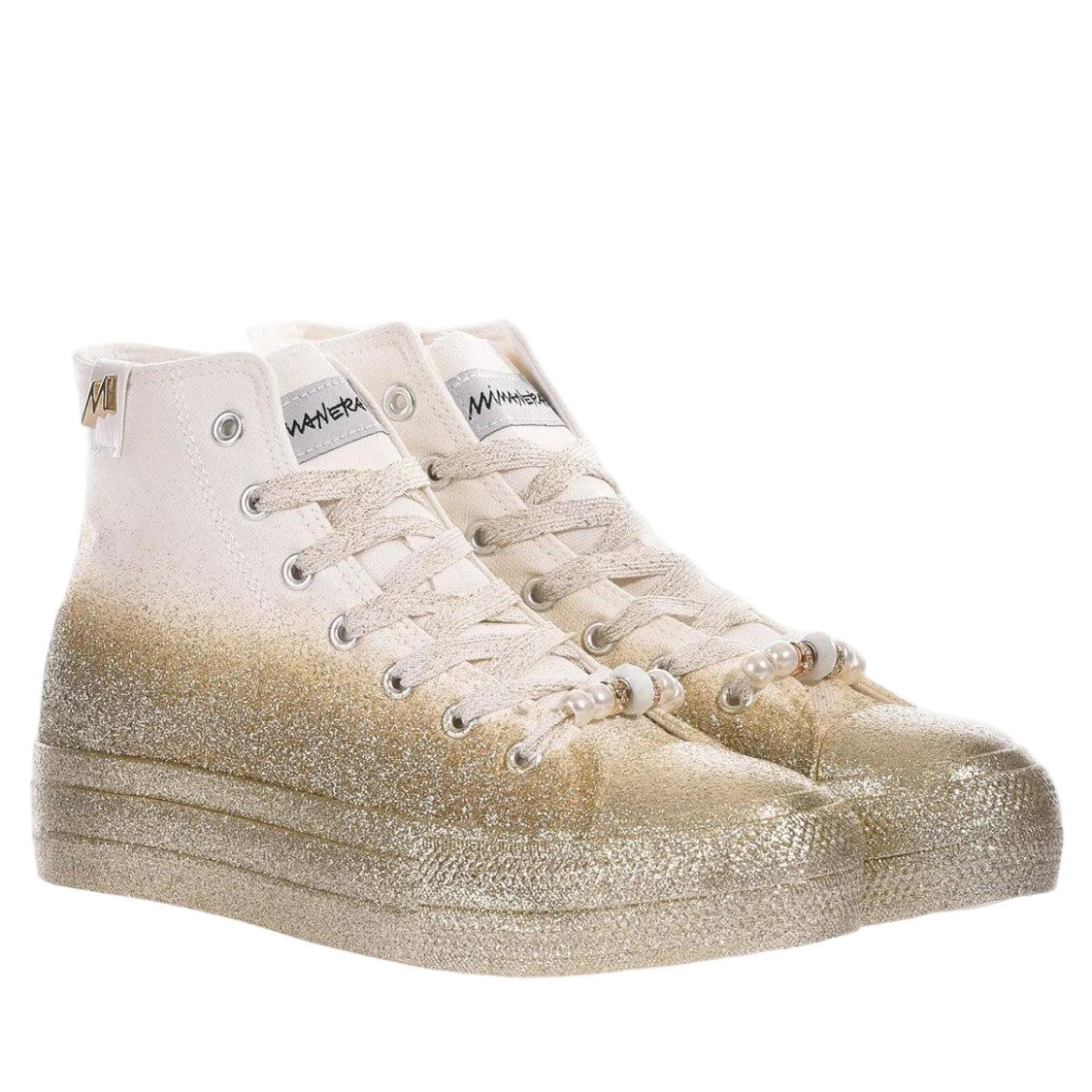 Mimanera Mimanera Airlines Platform Gold Glitter Sneakers