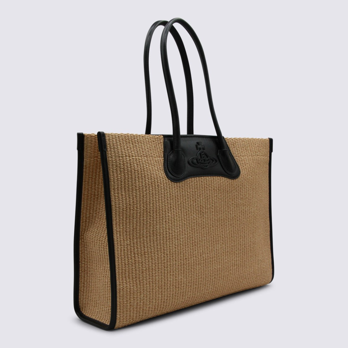 Vivienne Westwood Structured Tote Bag With Woven Texture And Leather Trim