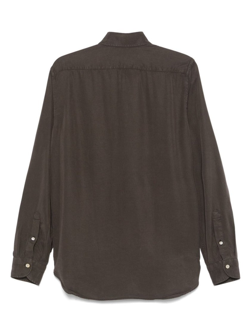 Boglioli Garment-Dyed Tencel Long-Sleeved Shirt With Tailored Collar