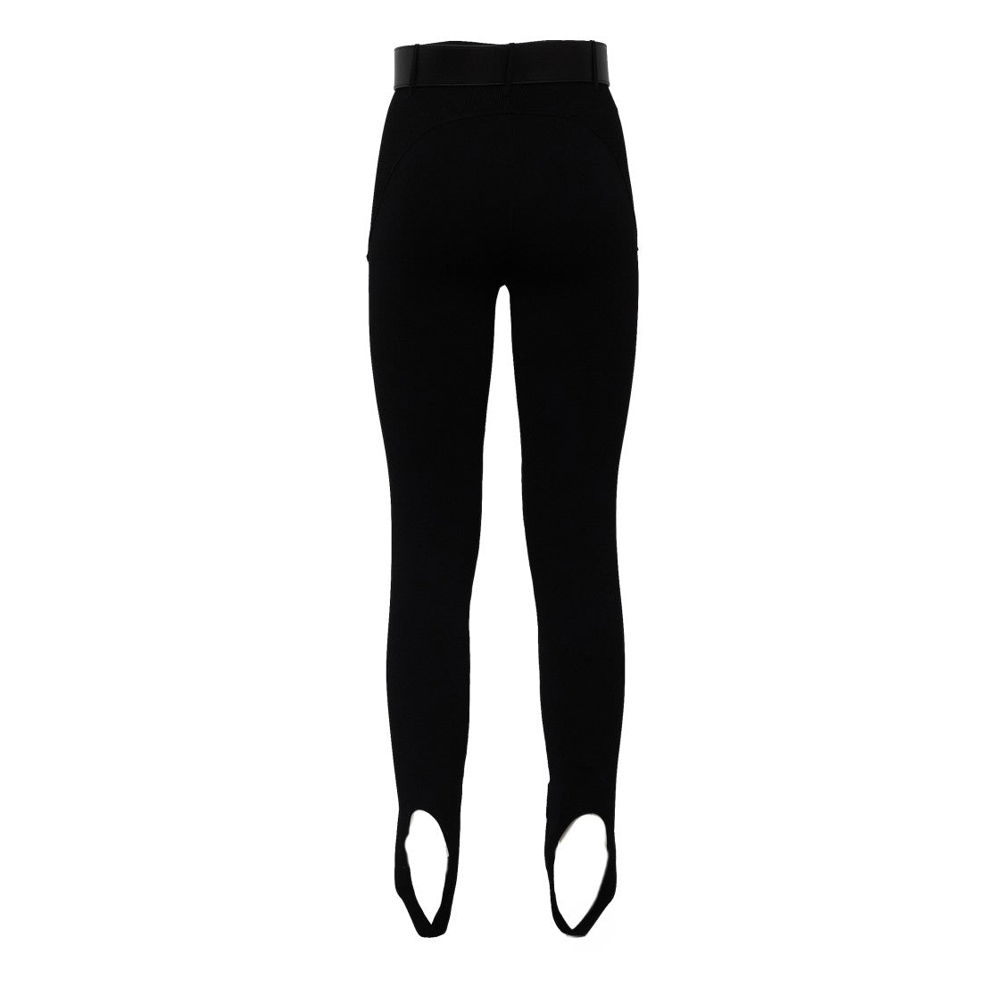 Self-Portrait Black Belted High Waistband Knit Leggings