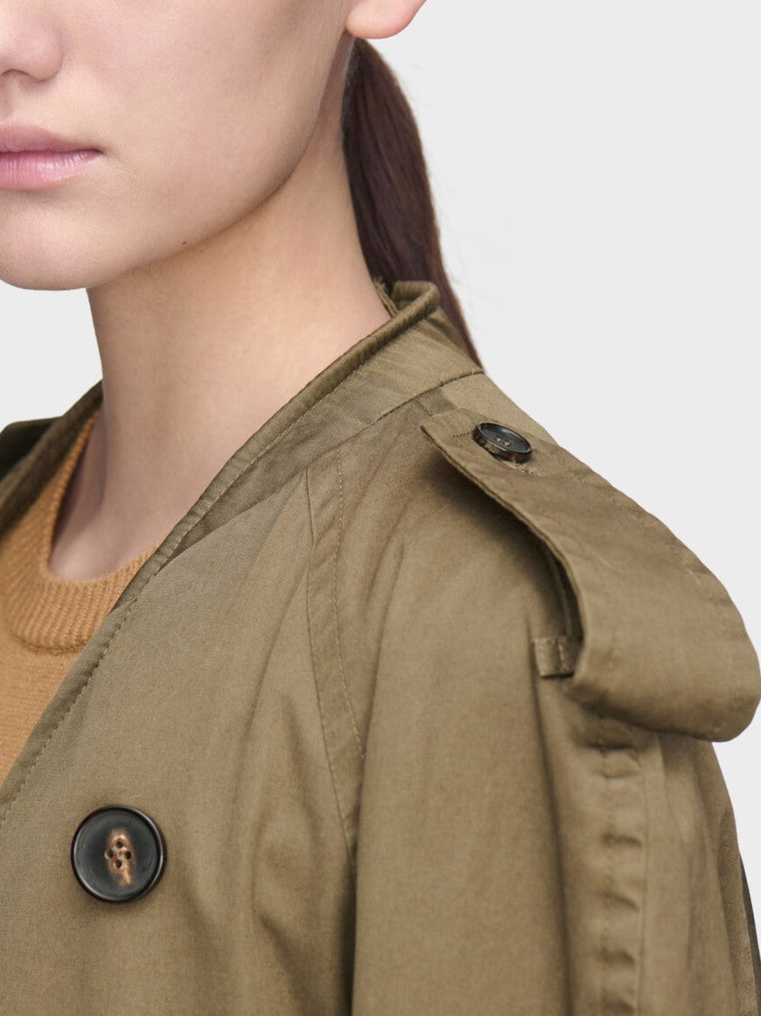 Maison Margiela Green Double-Breasted Belted Cotton Trench Coat
