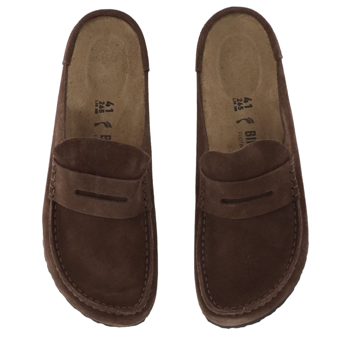 Birkenstock Dark Brown Suede Unisex Loafers With Exposed Stitching
