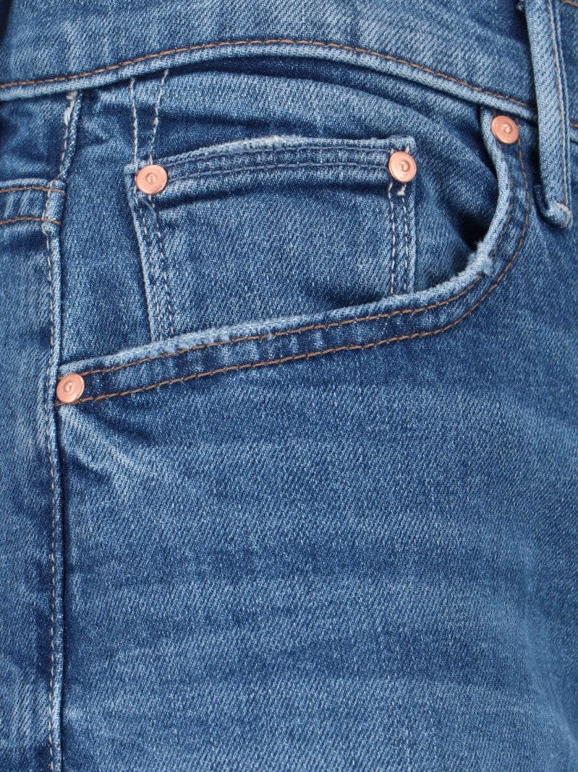 Mother Straight-Leg Jeans With Mid-Rise Waist And Timeless Wash