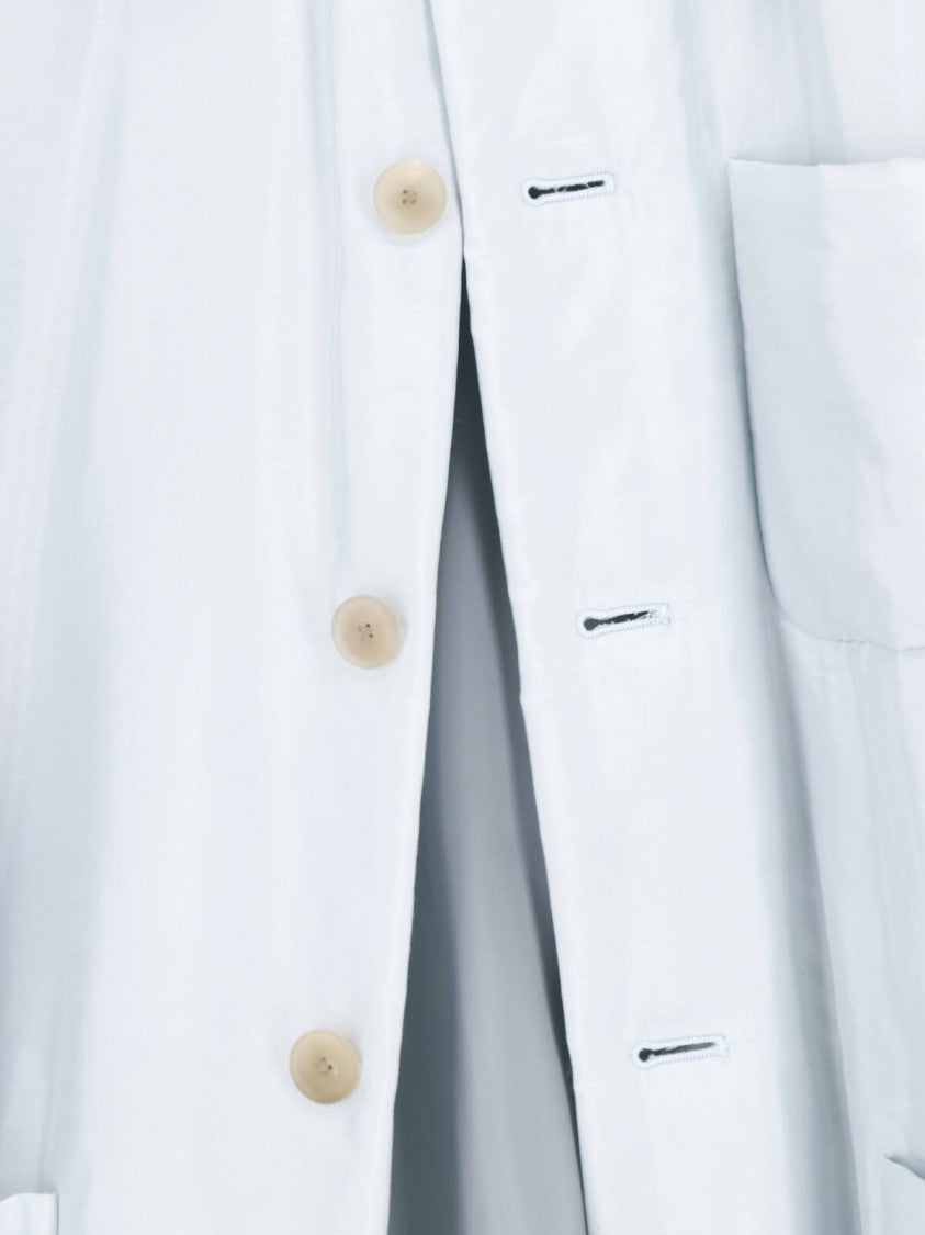 Auralee Light Blue Silk Long-Sleeve Shirt Jacket