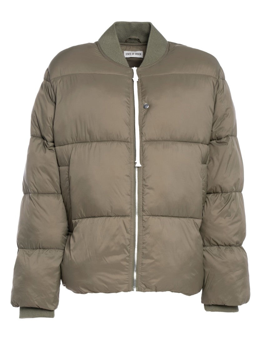 State Of Order Quilted Padded Bomber Jacket