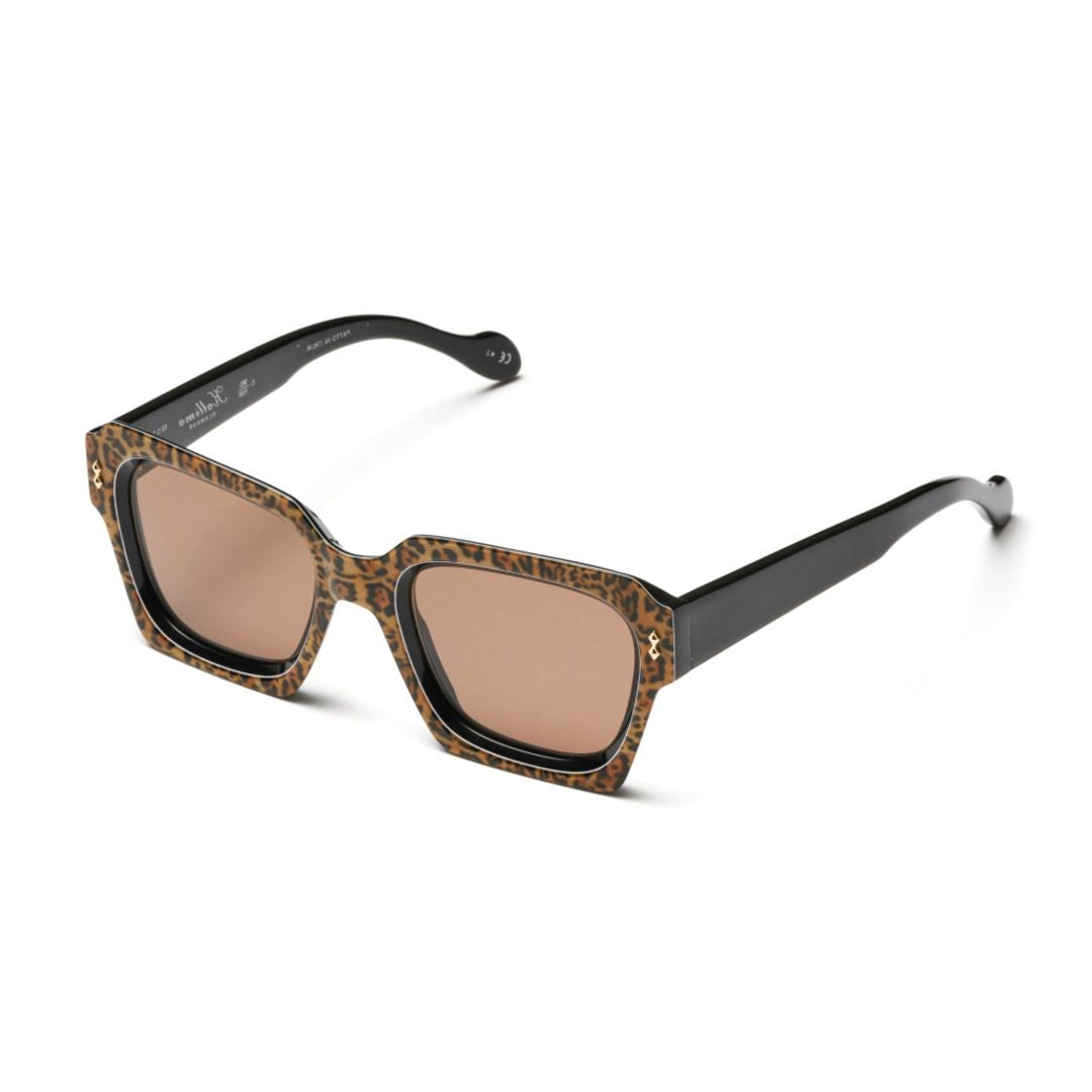 Kador Kallima Glamour Bold Leopard Print Square Sunglasses
