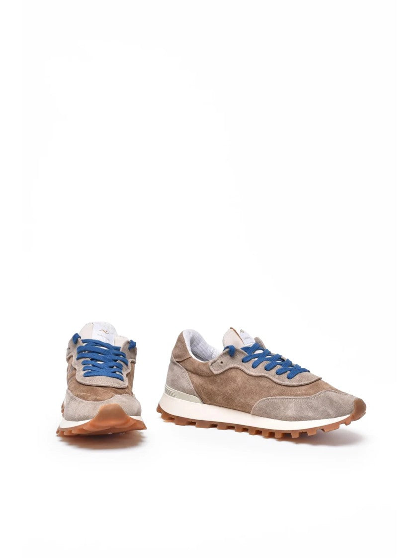No Map Society Beige Leather-Blend Suede Sneakers