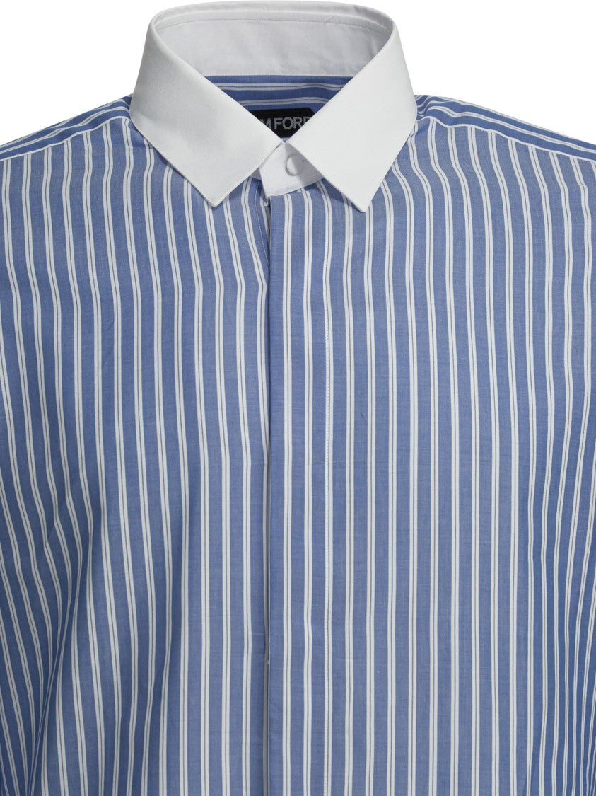 Tom Ford Button-Down Striped Shirt With Concealed Placket