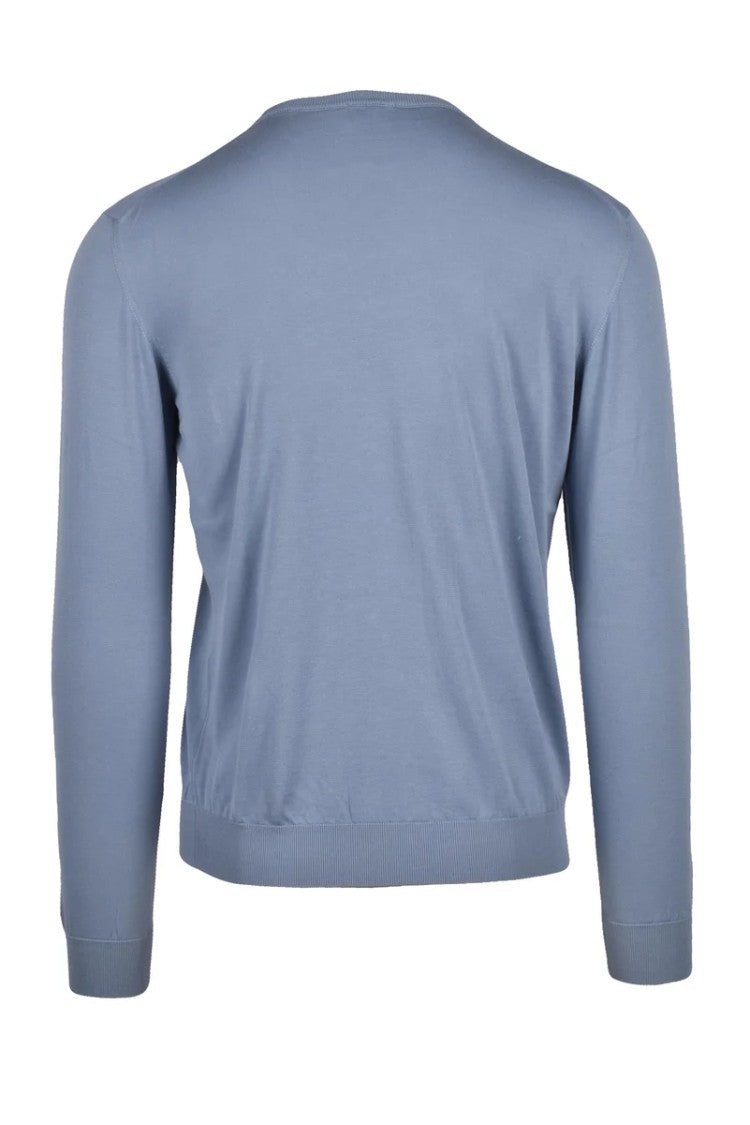 Drumohr Cotton Crew Neck Sweater - Light Blue