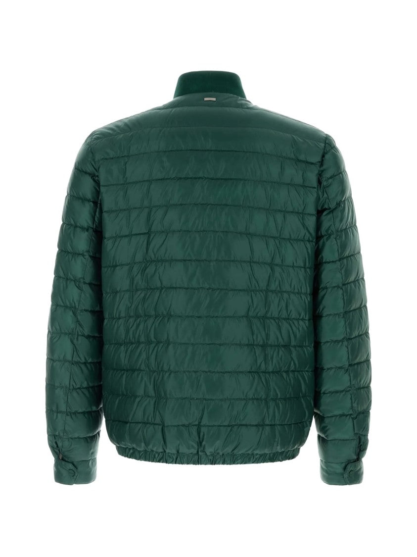 Herno Green Piumino Quilted Ribbed Knit Jacket