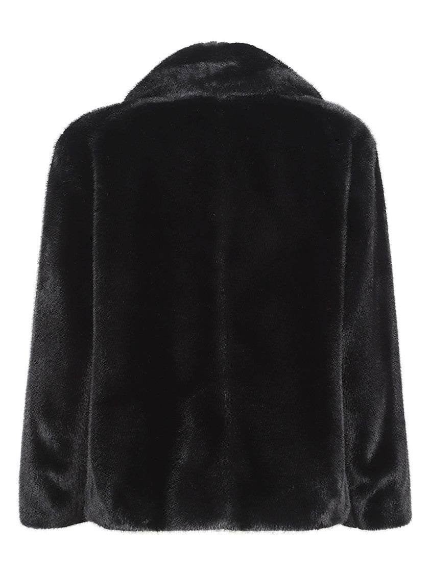 Max Mara Plush Faux Fur Short Double-Breasted Coat
