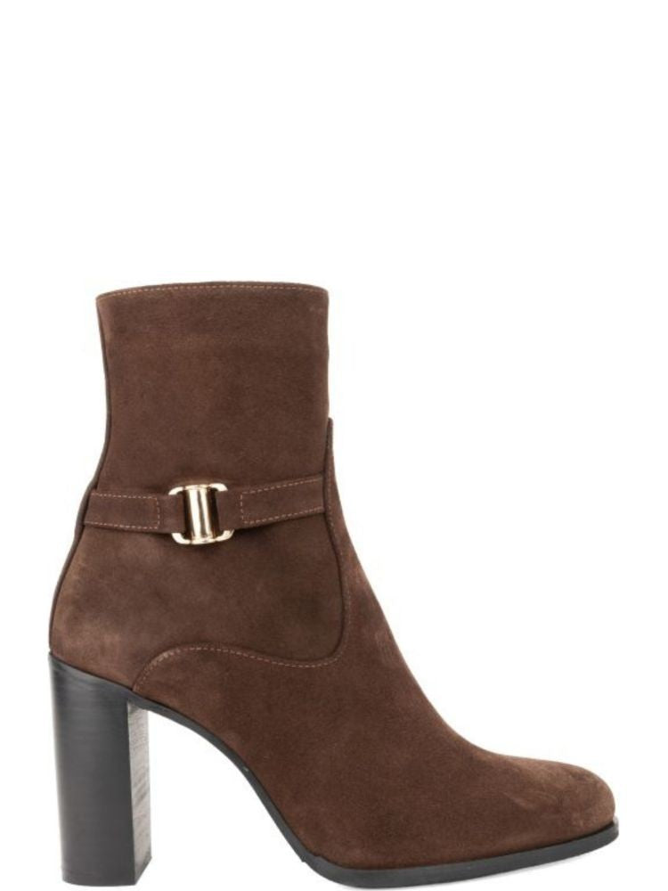 Sergio Moretti Brown Classic Decorative Buckle Suede Ankle Boots