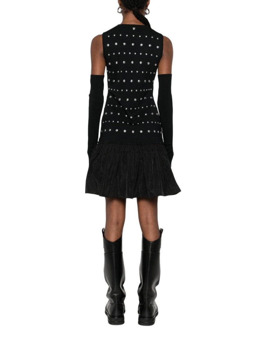 Liu Jo Sleeveless Black Mini Dress With Silver Studs