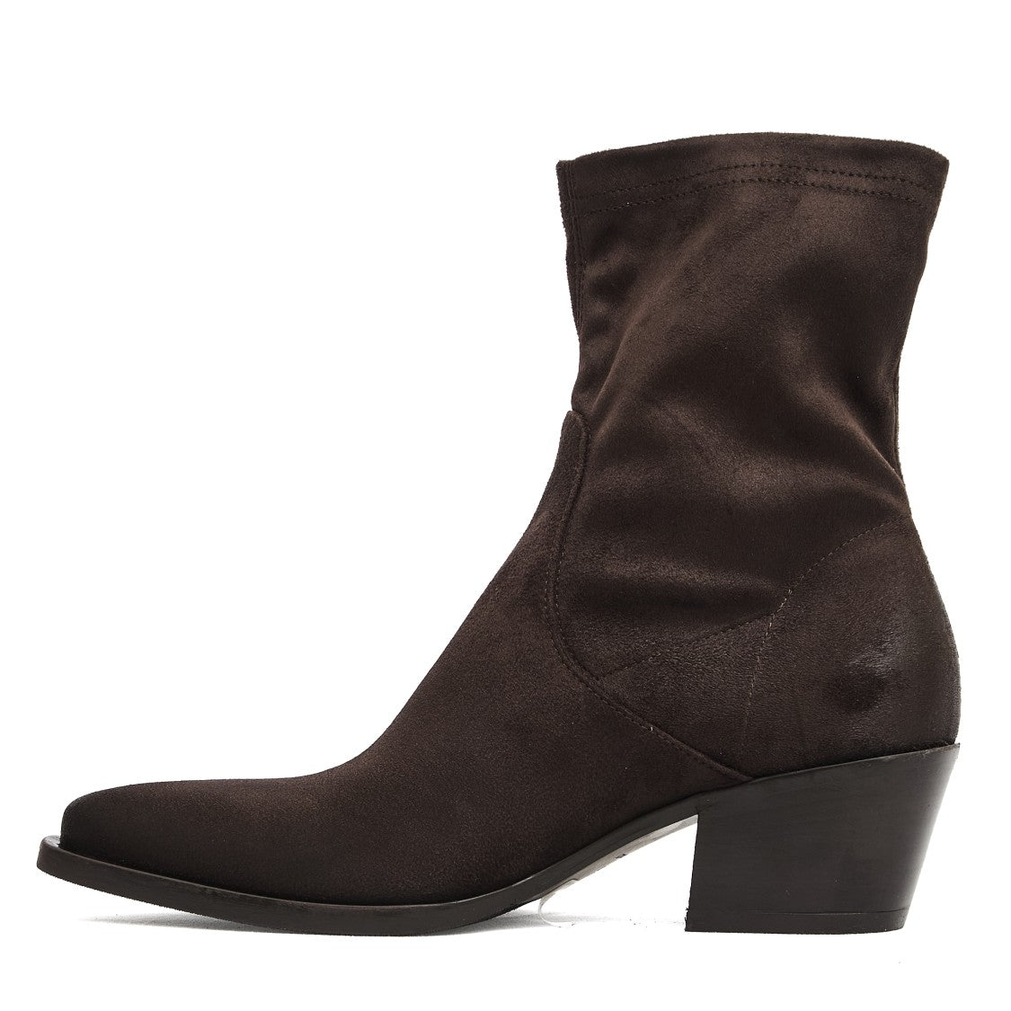 Strategia Brown Suede Ankle Boots With Pointed Toe And Mid-Height Heel