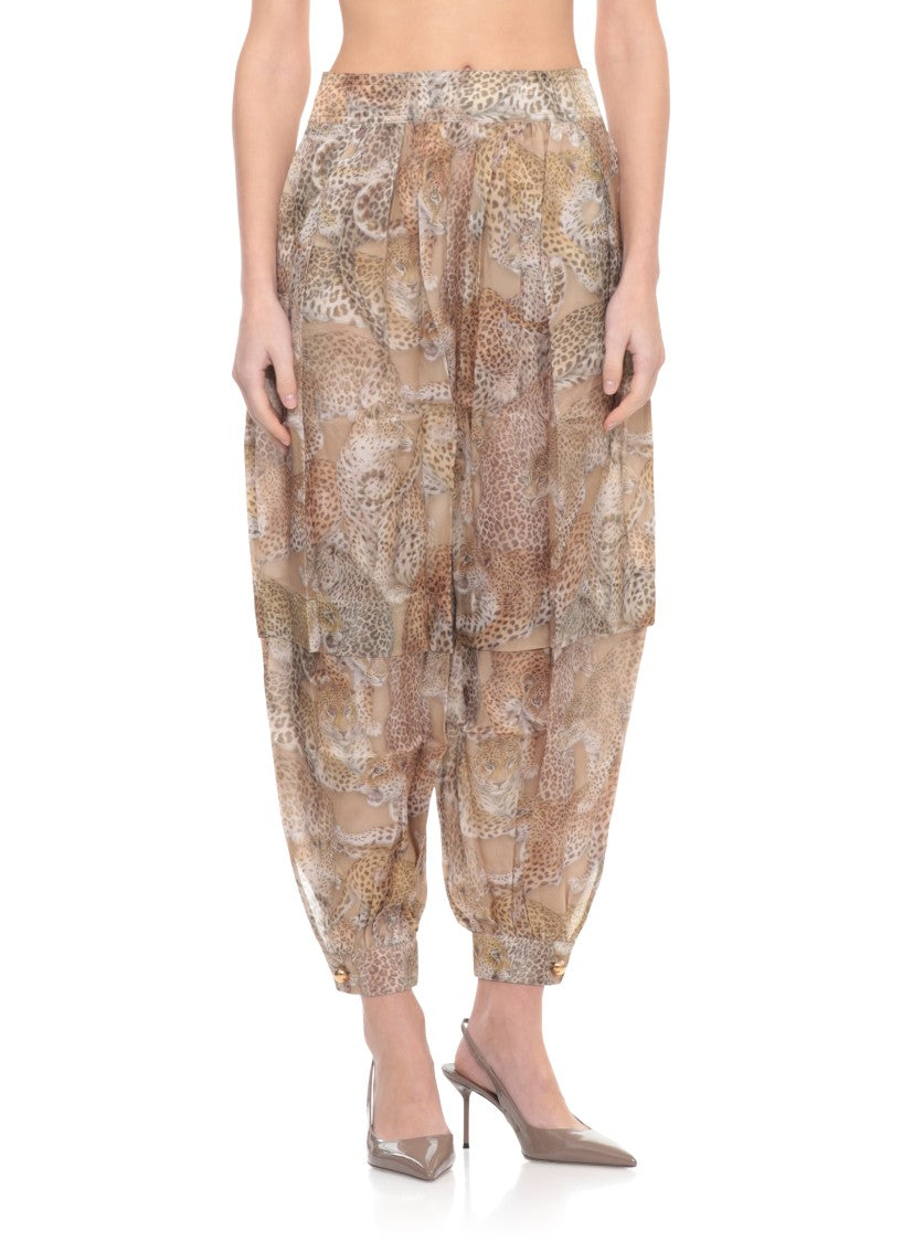 Zimmermann Beige Rebellion Animalier Silk Pants