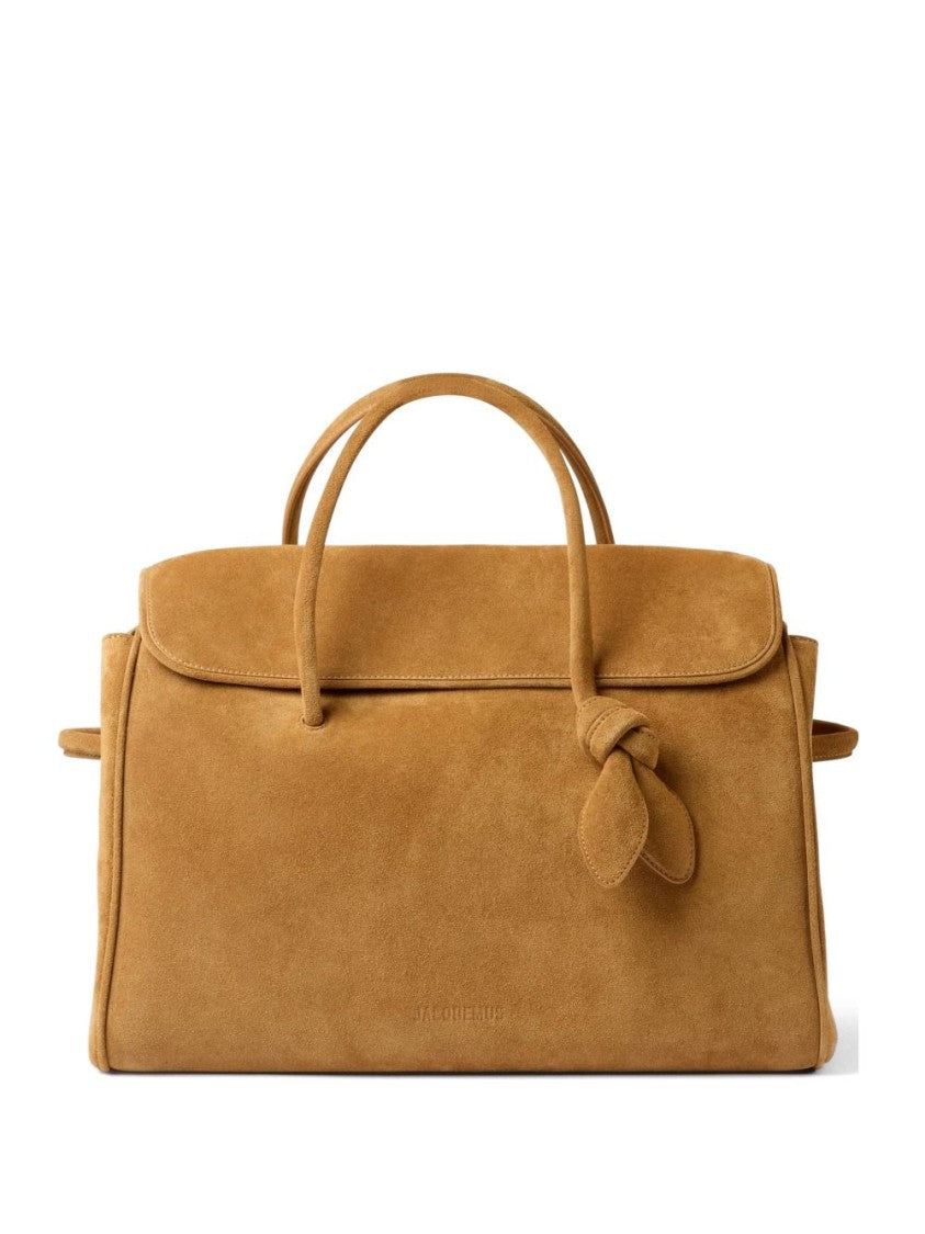 Jacquemus Brown Structured Rectangular Suede Knot Bag