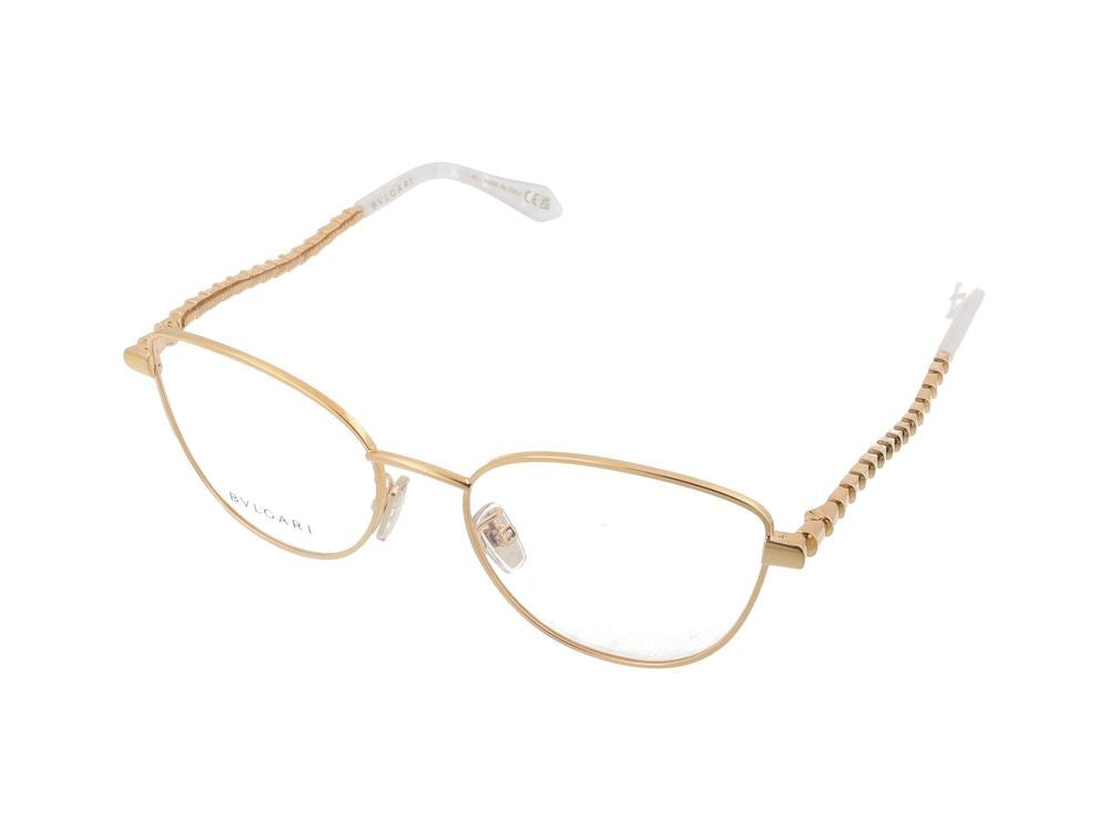 Bulgari Cat-Eye Inspired Gold Metal Rim Eyeglasses