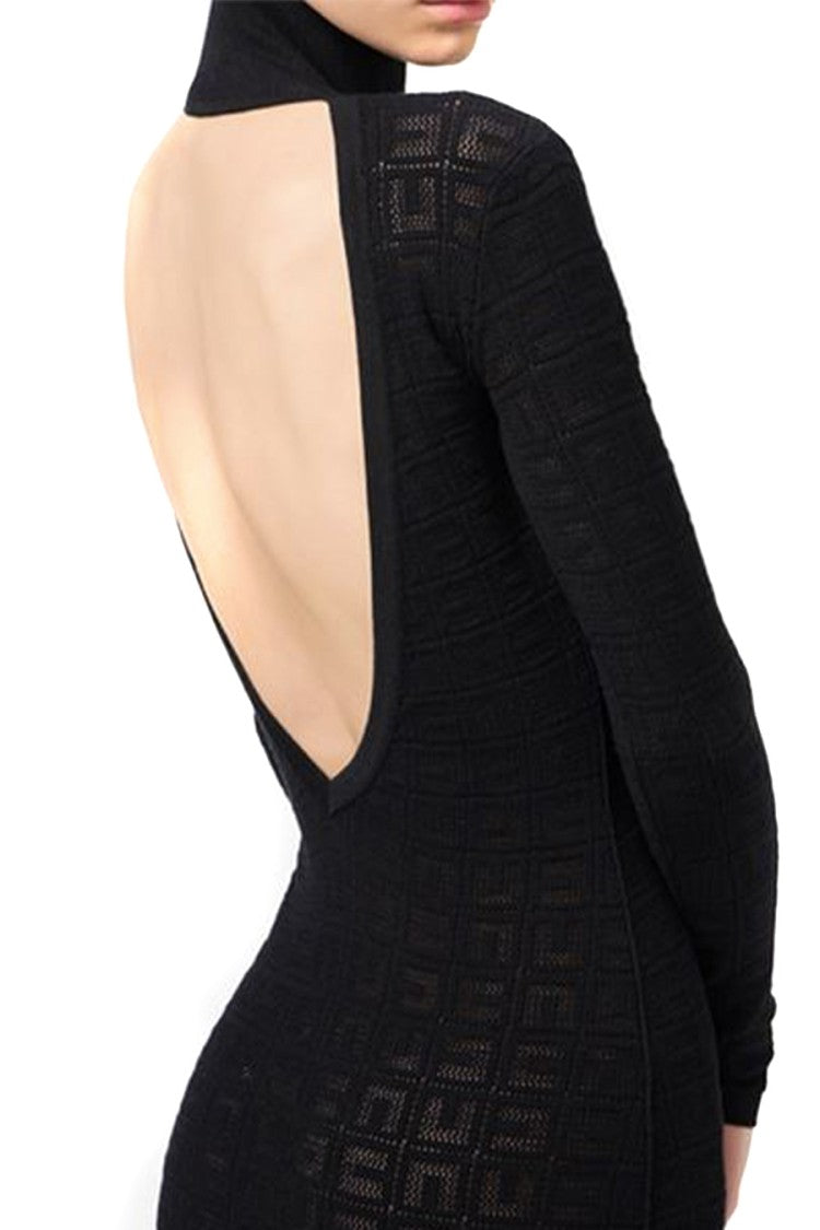 Elisabetta Franchi Fitted Evening Dress With High Neck
