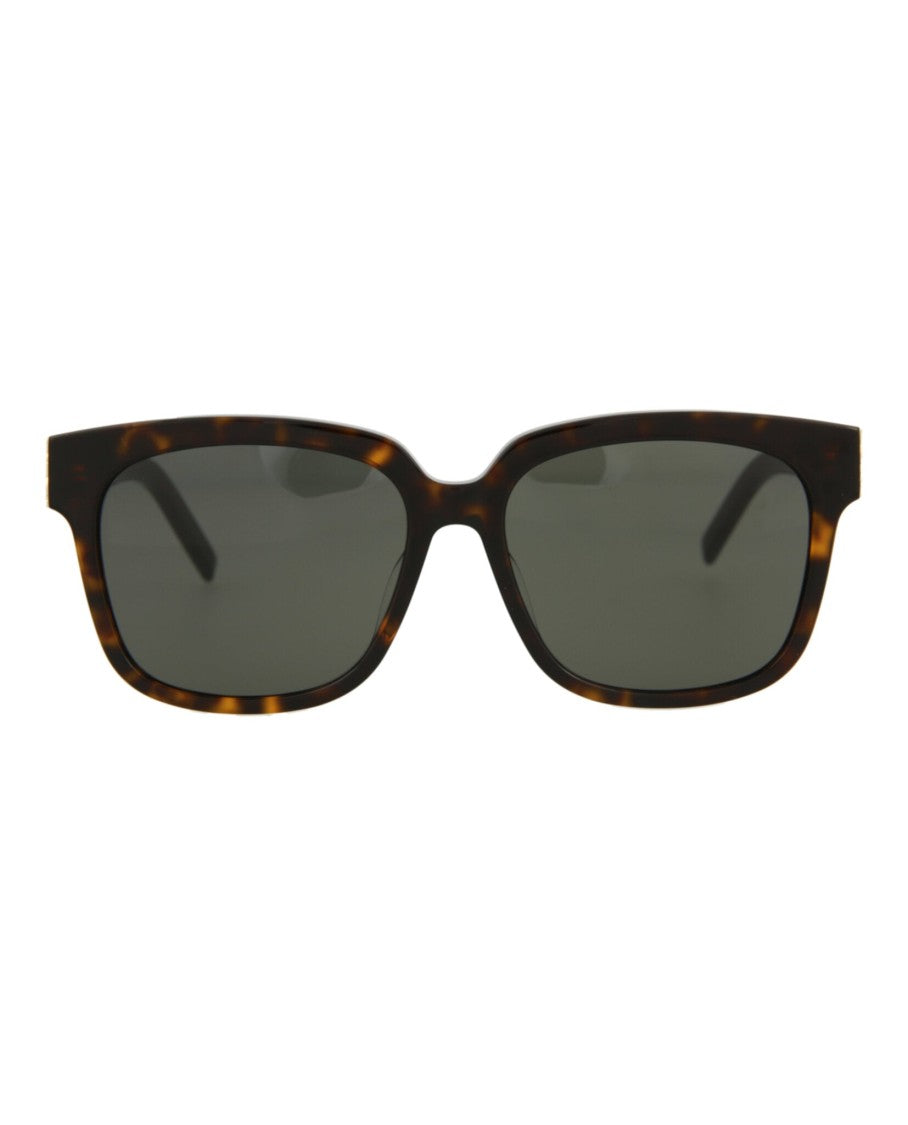 Saint Laurent Tortoiseshell Rectangle-Frame Acetate Sunglasses With Saddle Nose Bridge
