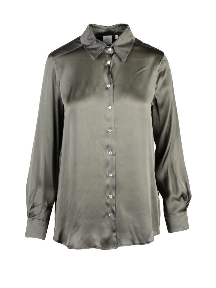 Marella Monochrome Green Silk-Blend Bunny Shirt