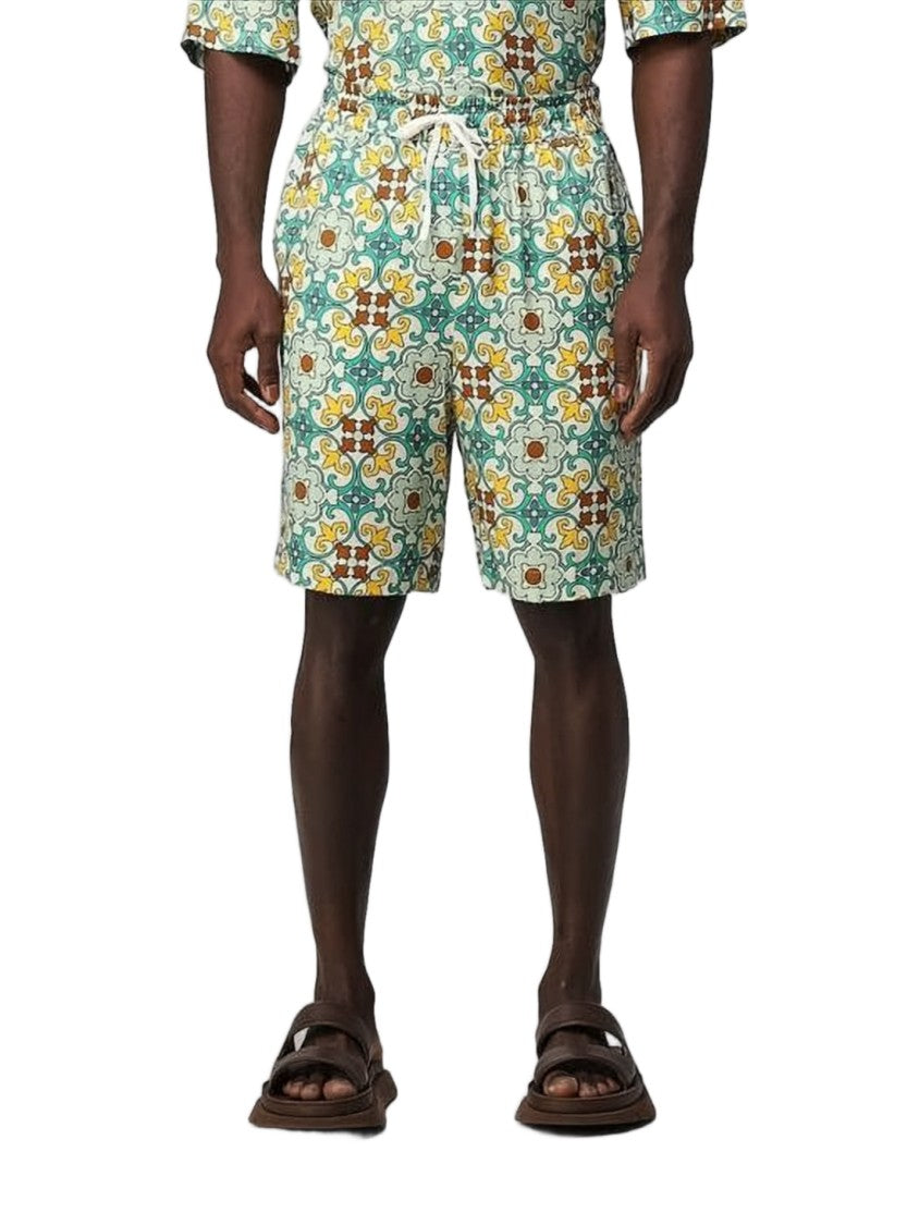 Drôle De Monsieur Intricate Patterned Shorts With Elastic Waistband