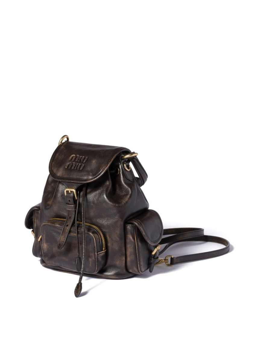 Miu Miu Black Structured Flap Gold Accents Handbag