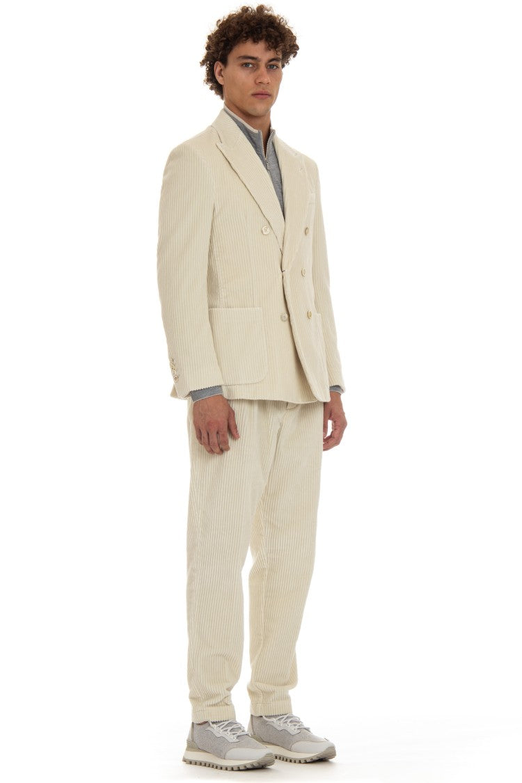 Eleventy Double-Breasted Velvet Jacket Costa Roccia