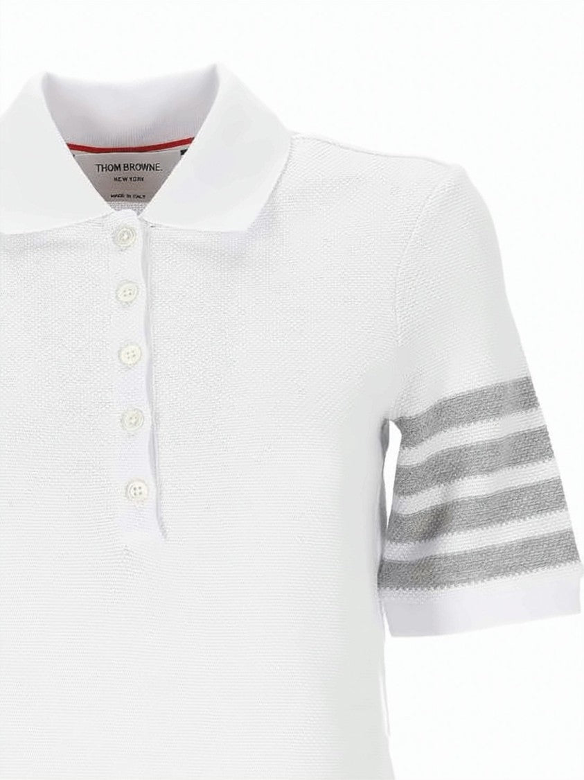 Thom Browne White Horizontal Striped Cotton Midi Dress