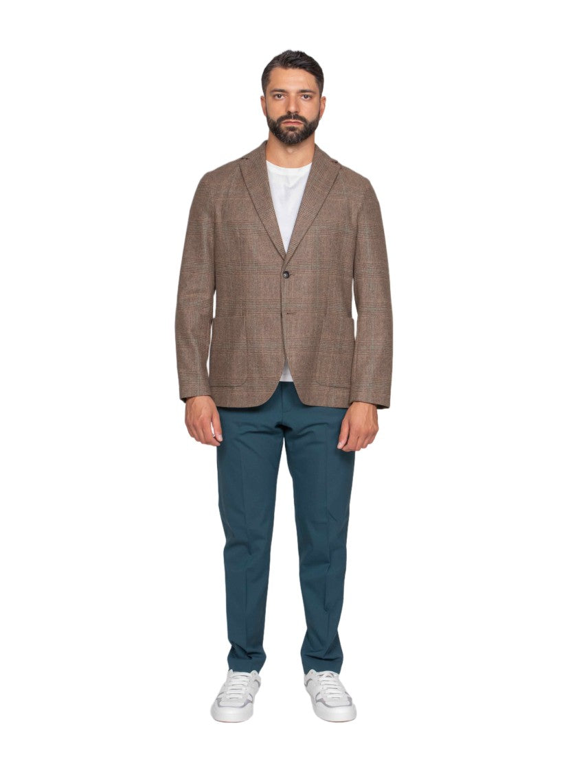 Circolo 1901 Tailored Brown Checkered Blazer With Notch Lapel