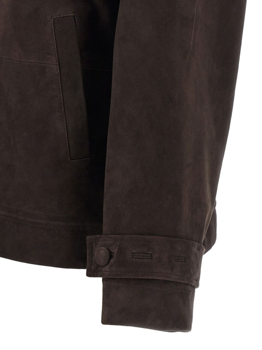 Rotate High-Collar Leather Jacket With Boxy Silhouette