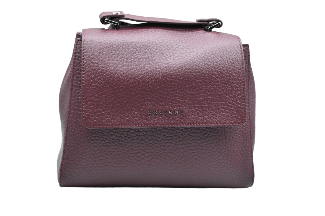 Orciani Compact Burgundy Pebbled Handbag With Hidden Closure