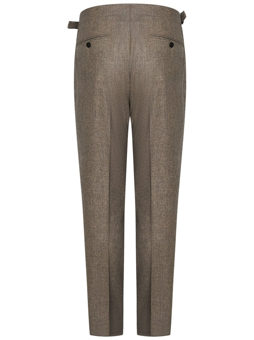 Franzese Collection Beige Tailored Trousers With Exquisite Detailing