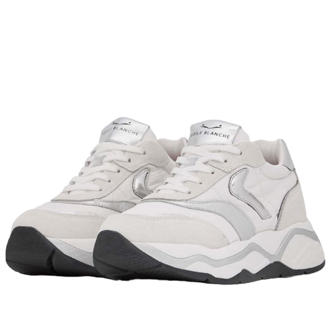 Voile Blanche Chunky Sporty Sneakers Technical Fabric Suede