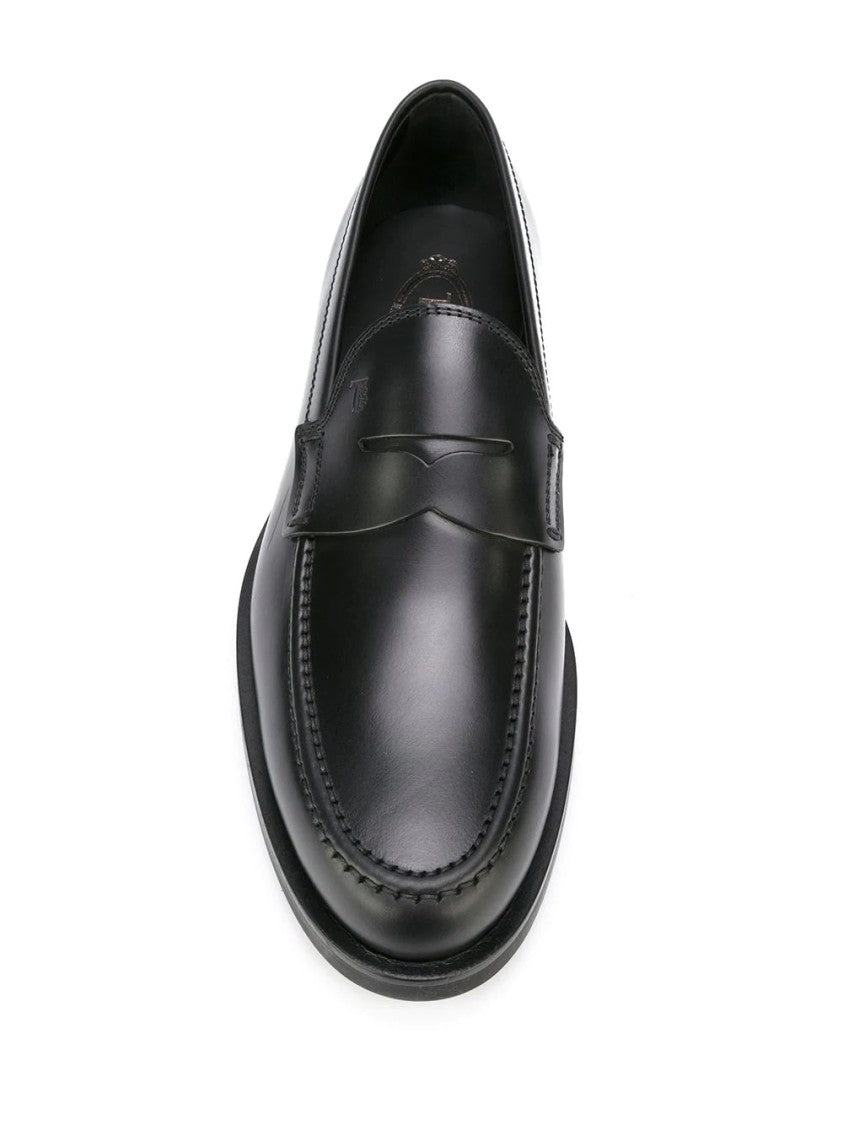 Tod's Part-Open Black Leather Loafers