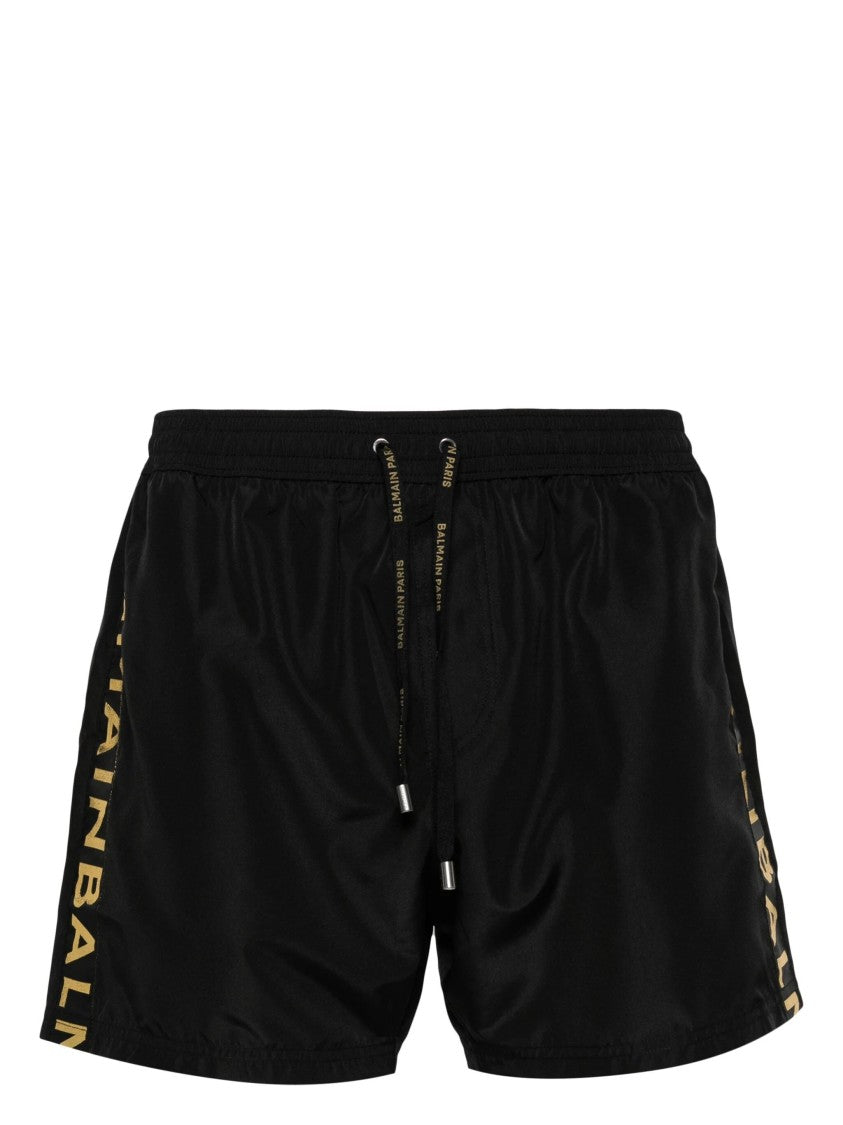 Balmain Logo-Print Swim Shorts