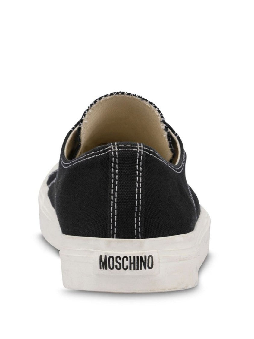 Moschino Panelled Black Canvas Sneakers